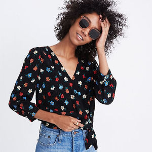 Madewell Wrap Top Pressed‎ Flowers Women's Small